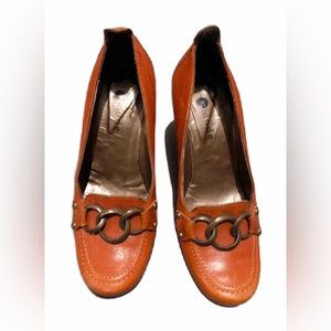 COPY - Pumpkin Loafer wedge shoes with chain details size 6 costume